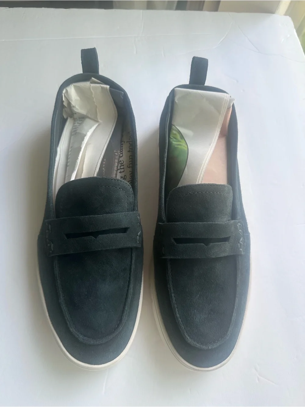 Vionic green blue Suede Slip-On Penny Loafers with White Sole Size 10.5